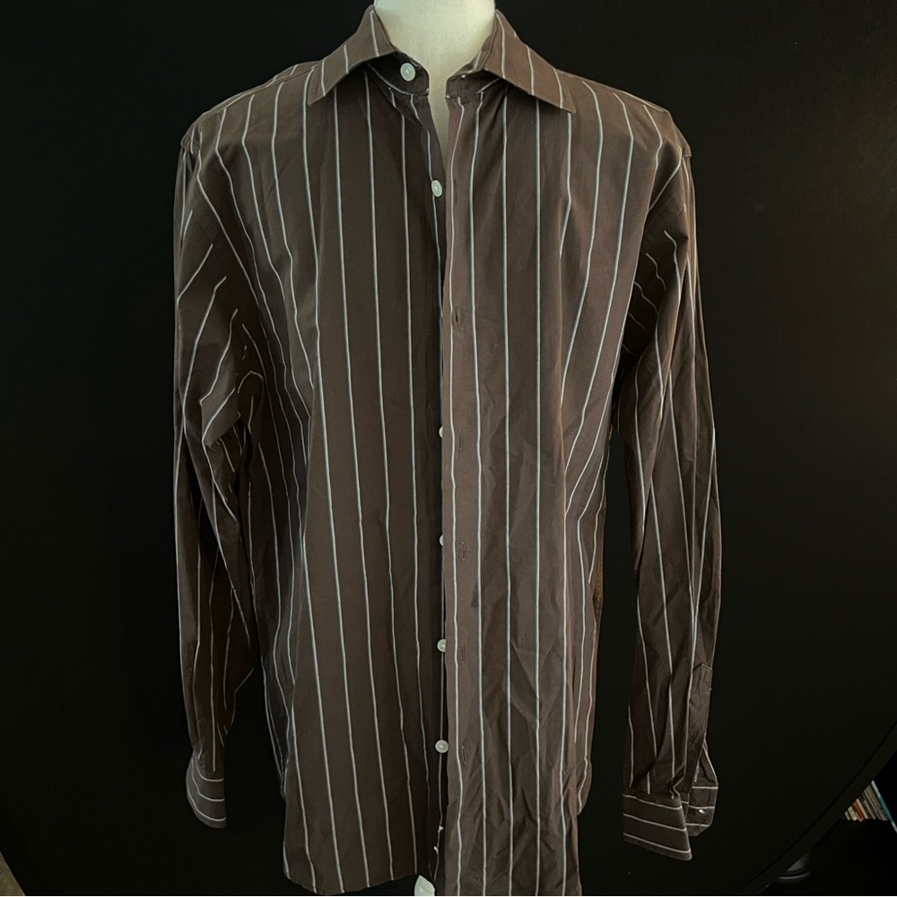 Steve & Barry's Brown and White Striped Shirt